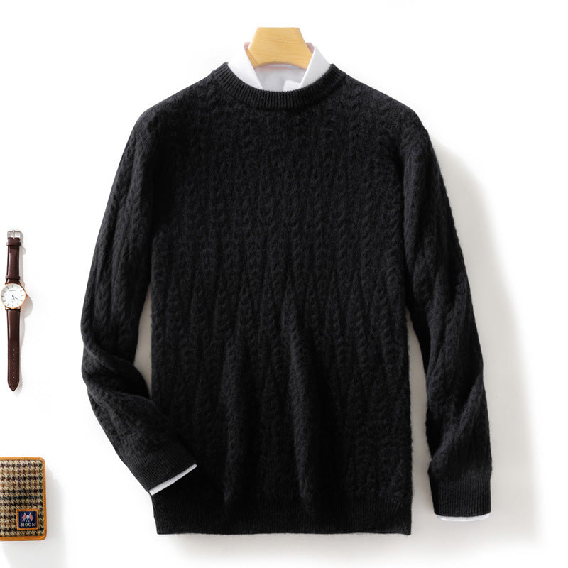 Men's premium cable knit sweater with round neck and merino blend Chichicherry