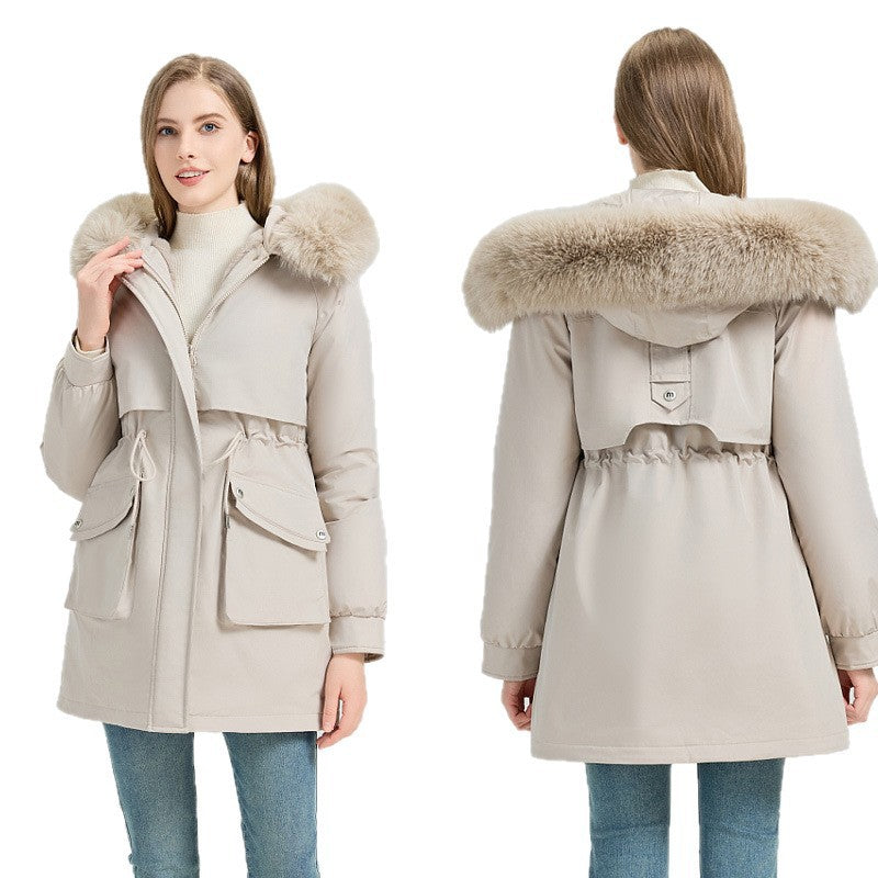 Women nan tailored thermo parka with removable faux fur hood, soft teddy lining and adjustable drawstring Chichicherry