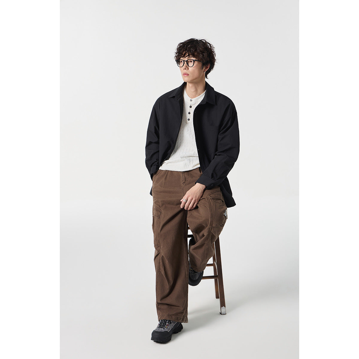 Unisex Checkered Overshirt in Patchwork Look with Chest Pocket Chichicherry