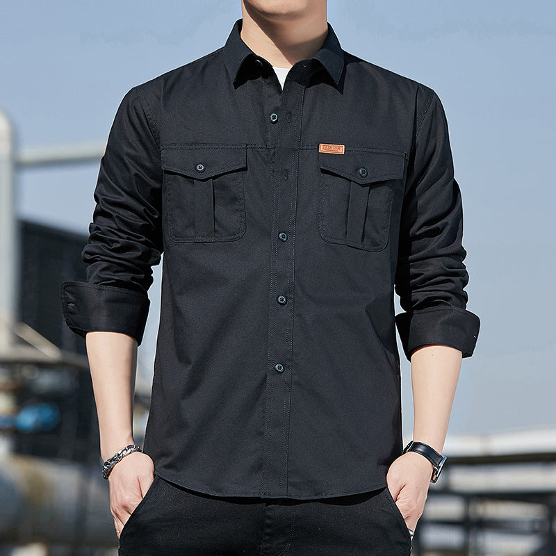 Men's lightweight utility overshirt made of cotton canvas with chest flap pockets Chichicherry