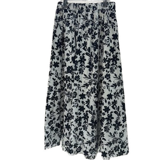 Women's Wide Midi Skirt with Gathered Waistband and Floral Pattern Chichicherry