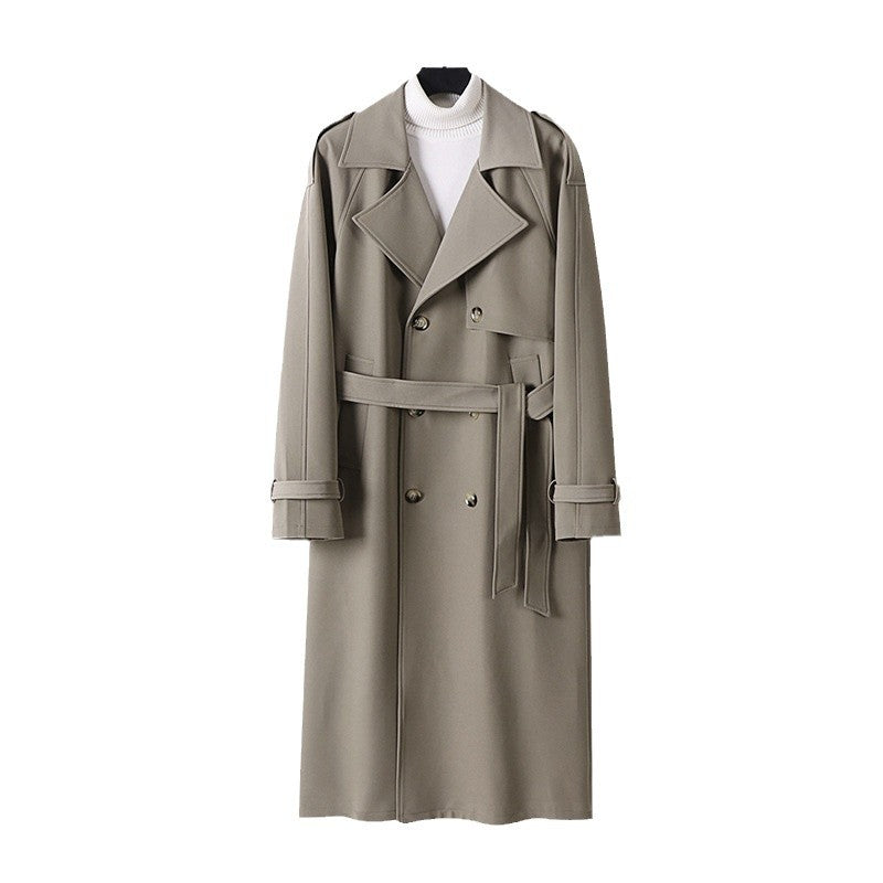 Women Double-Breasted Oversized Trench Coat with Wide Shawl Collar and Belt Chichicherry