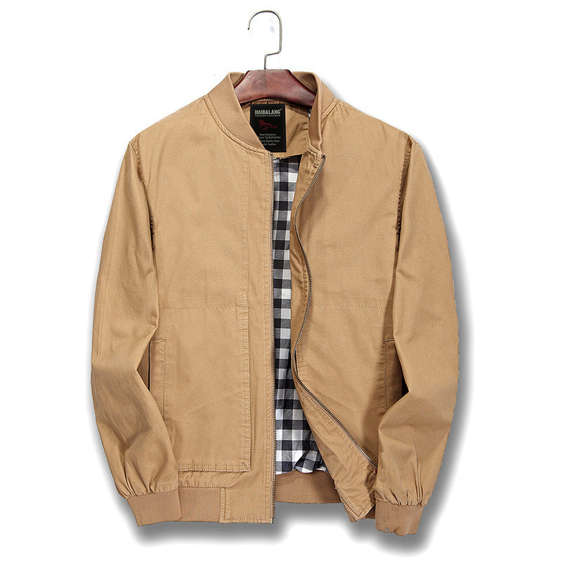 Men's Lightweight Canvas Bomber Jacket with Checked Lining Chichicherry