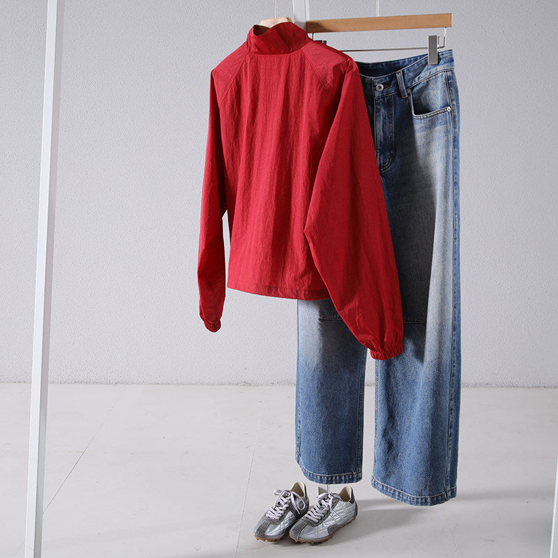 Women Athletic Jacket with High Collar Chichicherry