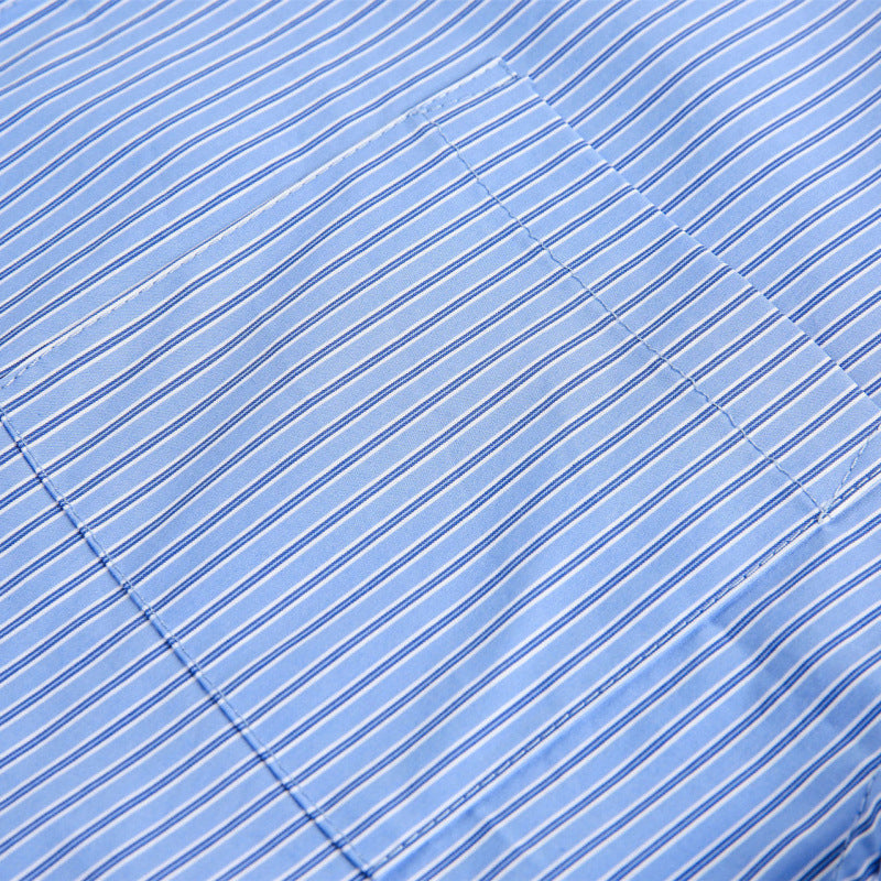 Women's oversized shirt with fine pinstripes, chest pocket, and classic Kent collar Chichicherry
