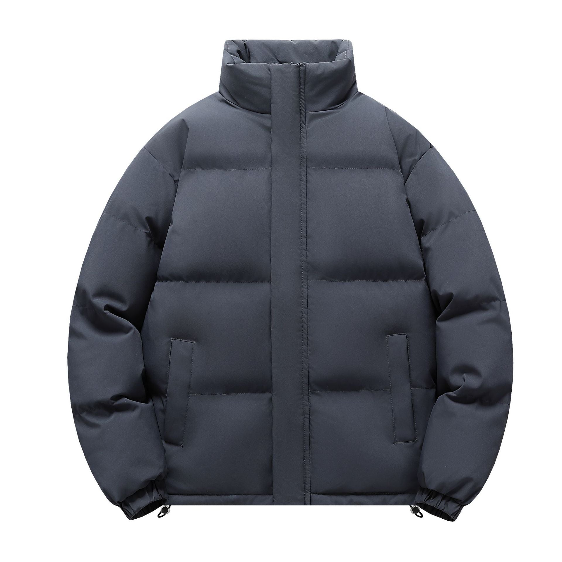 Men's short cut heavily padded quilted jacket with high stand-up collar and drawstring hem Chichicherry