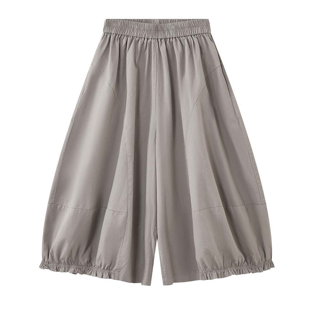 Women Wide Balloon Culotte Pants with Elastic Hem Chichicherry
