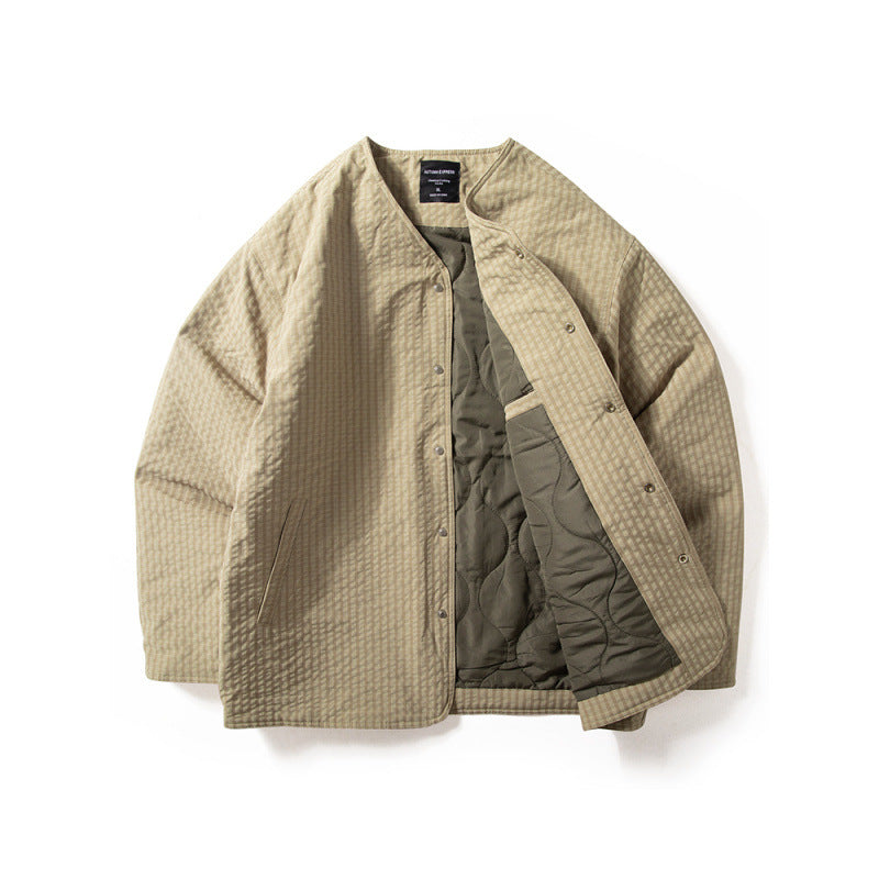 Herren Steppjacke ohne Kragen mit Druckknopfverschluss und seitlichen Eingrifftaschen Chichicherry