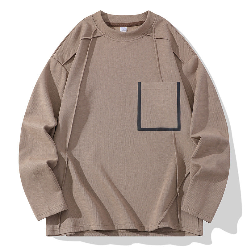 Men's Oversized Long Sleeve Shirt made of textured cotton blend with chest pocket detail Chichicherry