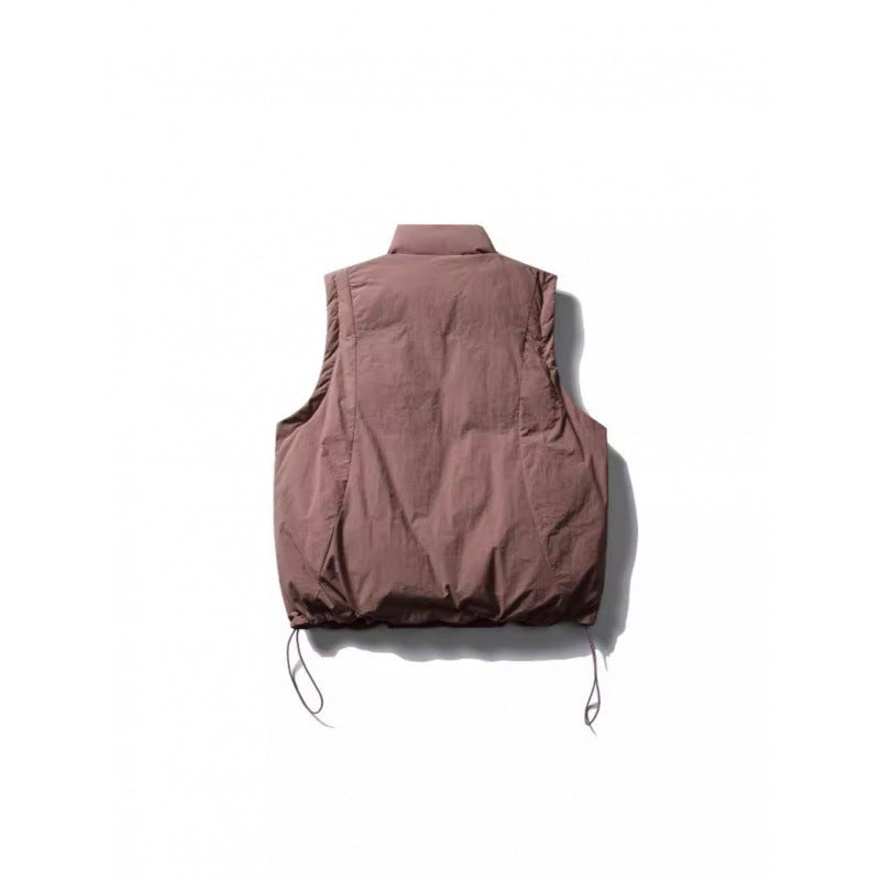 Ladies Lightly Padded Sleeveless Stand Collar Vest with Drawstring Hem Chichicherry