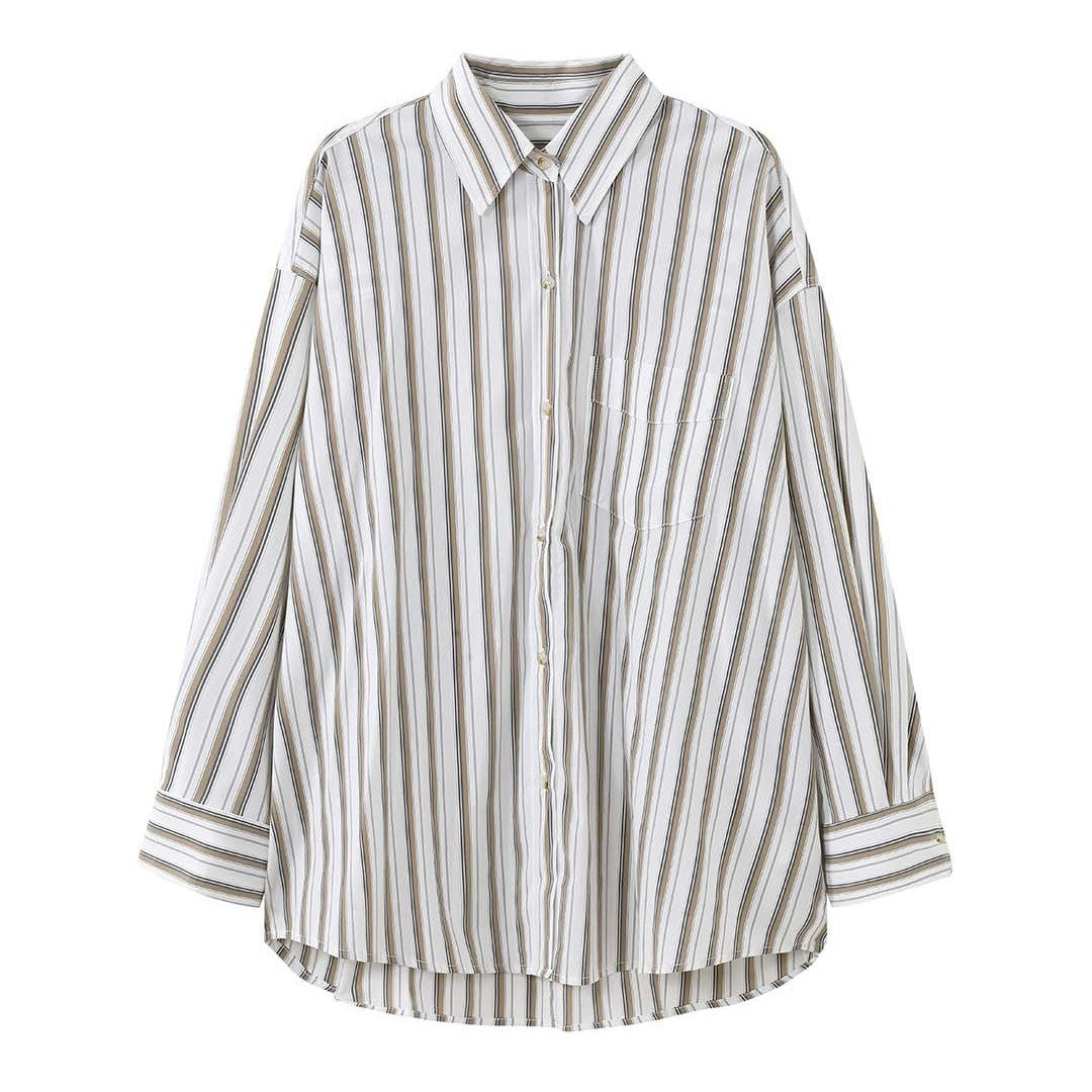 Women's Oversized Long Sleeve Shirt Blouse made of Cotton Blend with Kent Collar Chichicherry