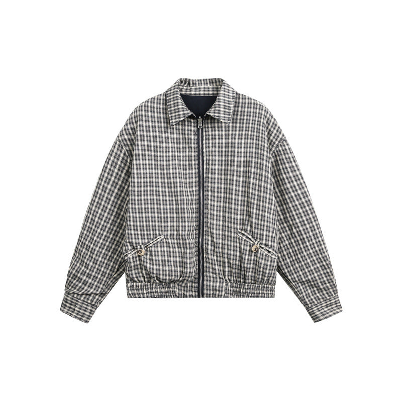 Unisex short jacket in Harrington style with zipper and checkered lining Chichicherry