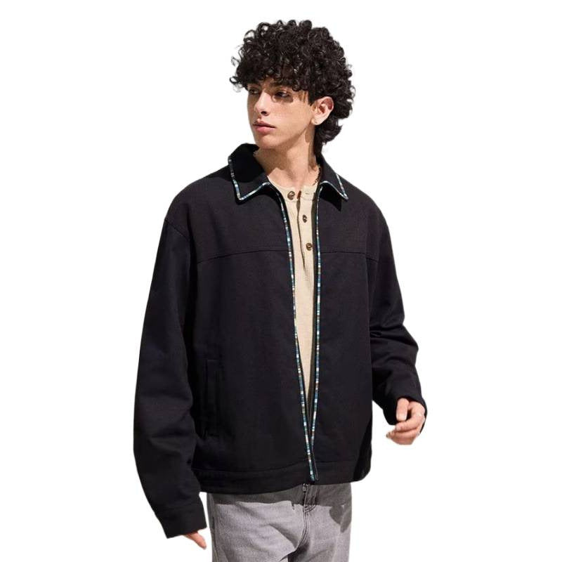 Herren Leichte Blousonjacke mit kontrastierter Zierband-Blende Chichicherry