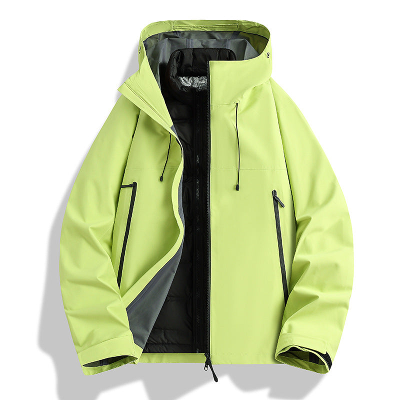 Men's Waterproof Softshell Outdoor Jacket with Adjustable Hood and Breathable Membrane Chichicherry