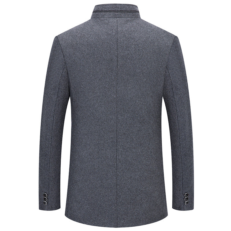 Men's short coat made of wool blend with stand-up collar and quilted thermal lining Chichicherry