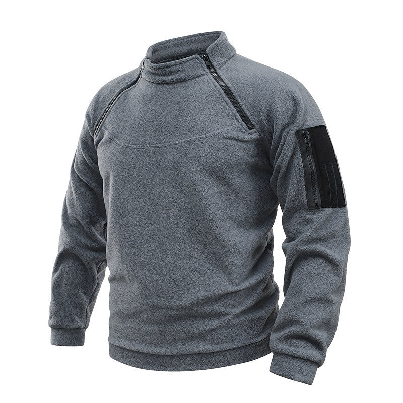 Men's Thermo-Tactical Sweatshirt with Fleece Lining, Zip Shoulders & Arm Pocket Chichicherry