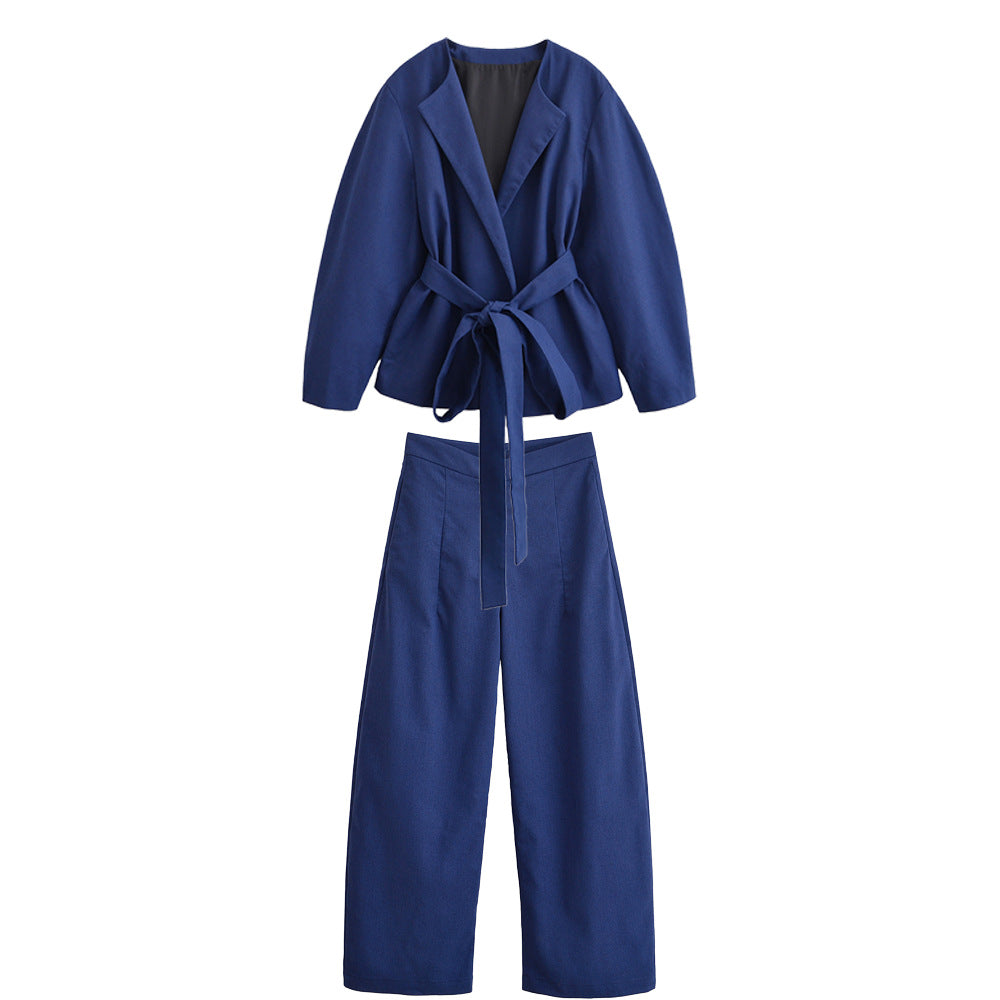 Women's short blazer in kimono style with tie belt and boxy silhouette Chichicherry