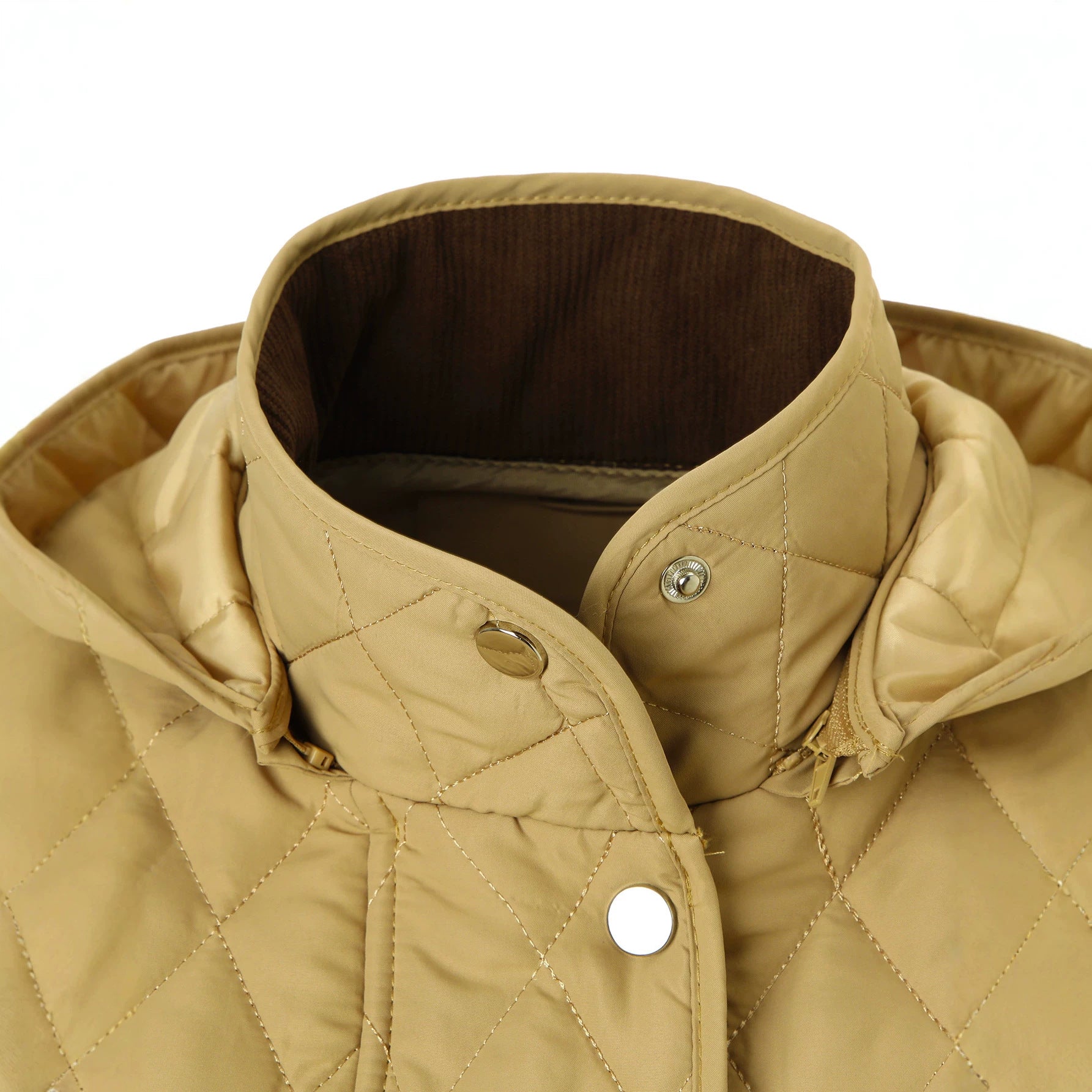 Women’s quilted jacket with hood, quilted diamond structure and flap pockets Chichicherry