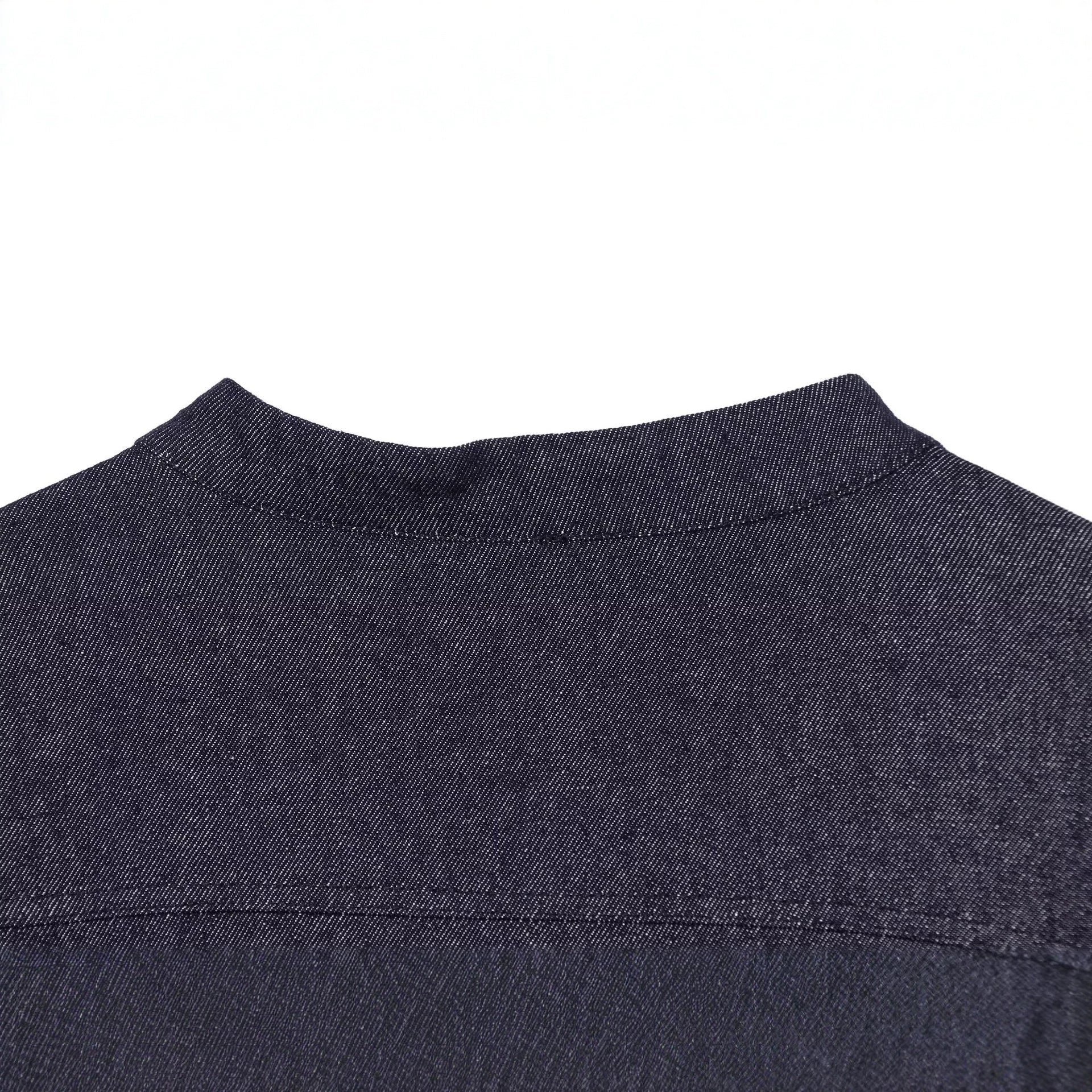 Women's Cropped Jeans Jacket in China Style with Mandarin Collars and Knot Closures Chichicherry