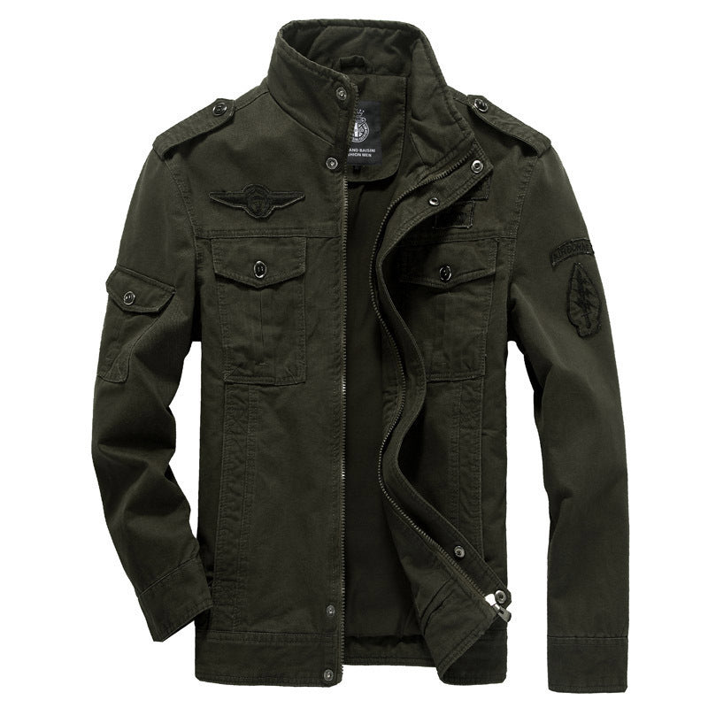 Men's Urban Canvas Combat Blouson with concealed zip placket, flap pockets, and shoulder epaulettes Chichicherry
