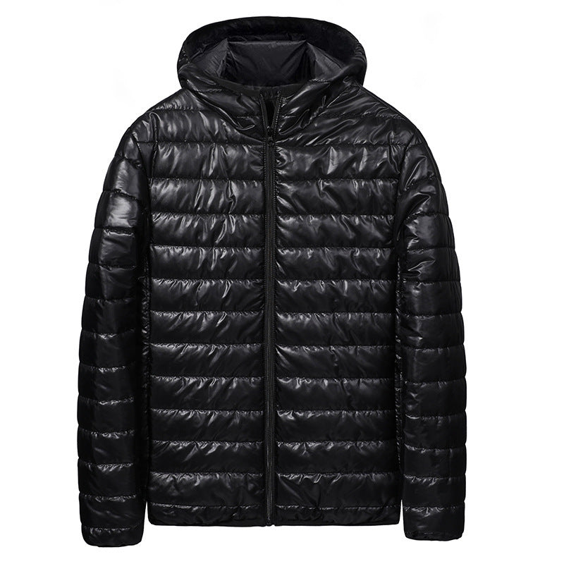 Men's ultralight quilted hoodie with horizontal chamber cut quilting and full zip Chichicherry