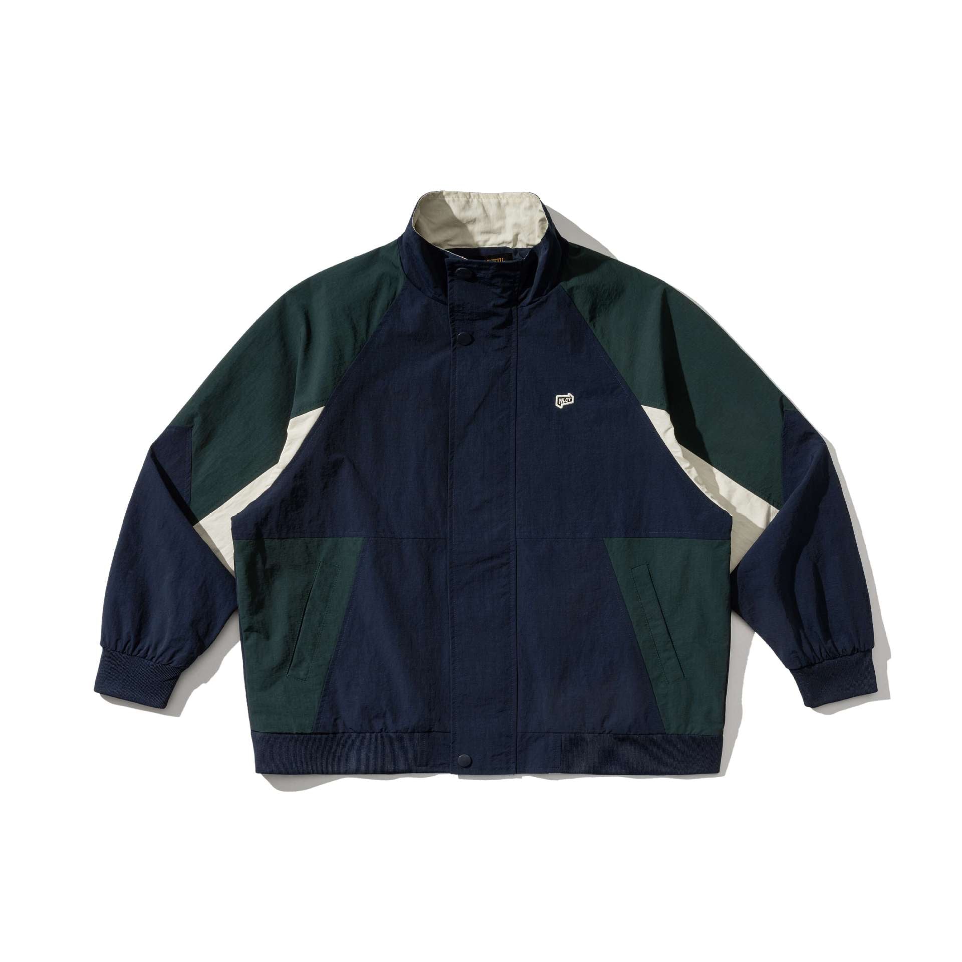Unisex Boxy Track Jacket in Retro Utility Look with High Funnel Collar Chichicherry