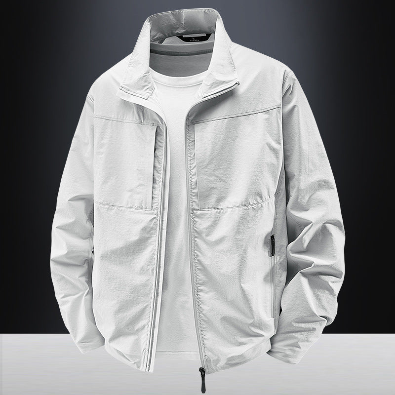 Men's lightweight urban windbreaker with standing collar, water-repellent fabric blend and concealed zippers Chichicherry