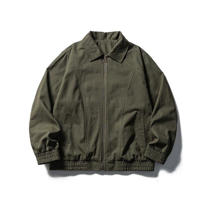 Men's Boxy Field Jacket in Utility Look with Stand-up Collar, Full-length Zipper and Elastic Hem Chichicherry