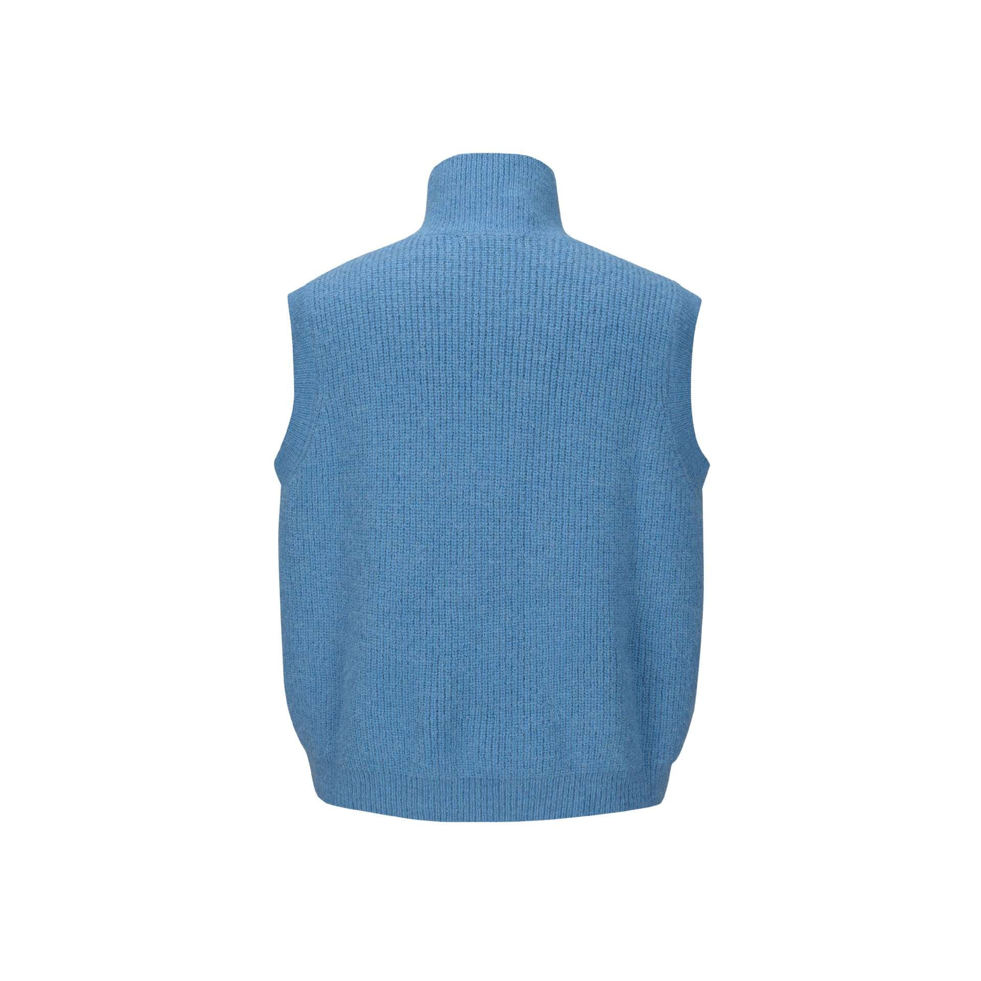 Unisex Chunky Knit Vest with Polo Collar and Half Button Placket Chichicherry