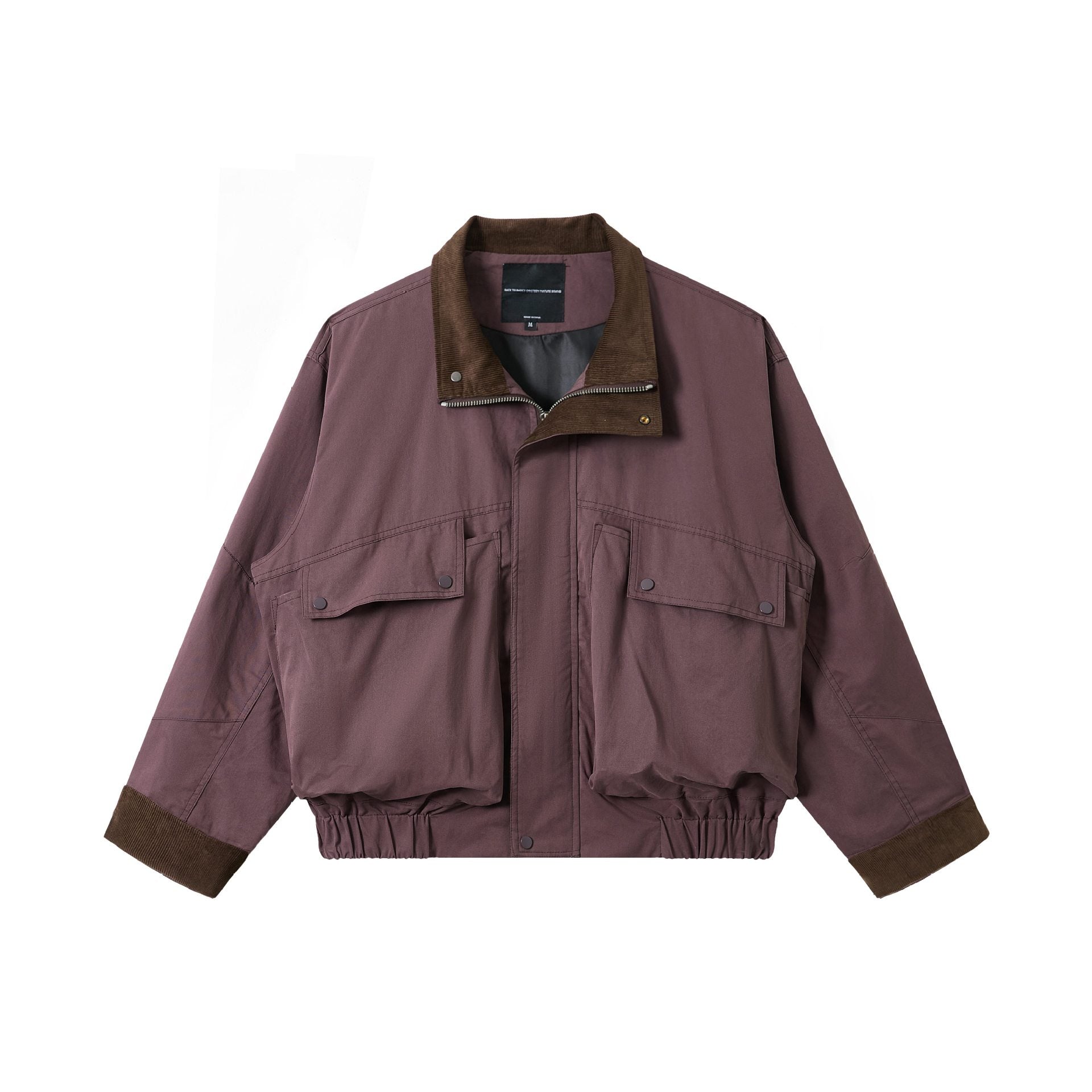 Unisex Short-Cut Utility-Field Blouson with Funnel Collar and Large Flap Pockets Chichicherry