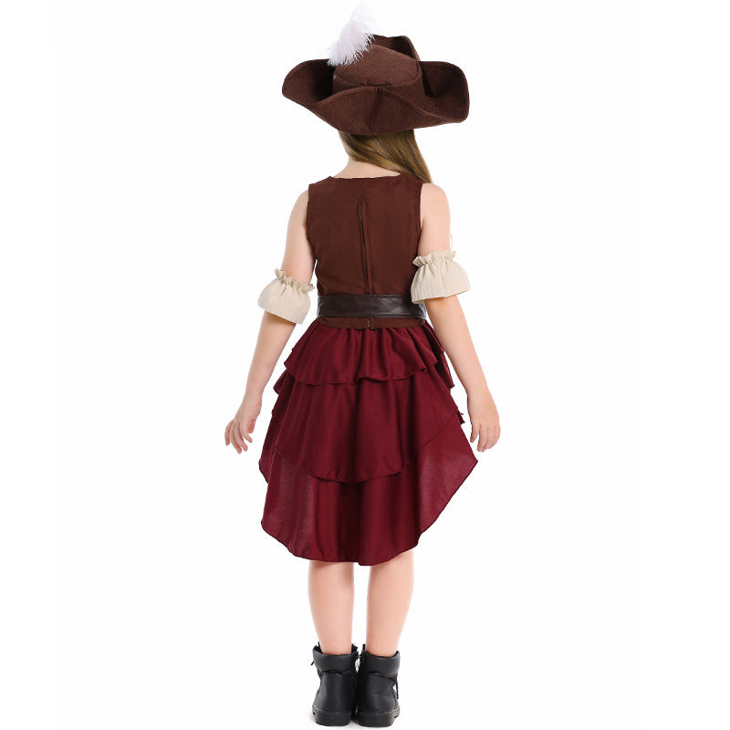 Girl Pirate Costume with Playful Ruffle Detail and Authentic Accessories Chichicherry