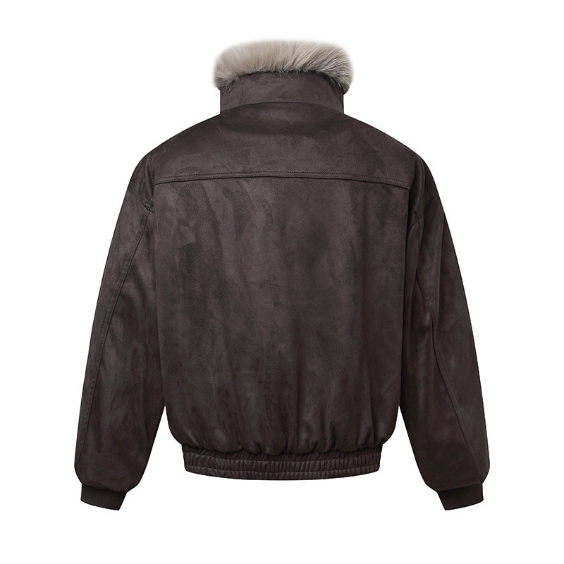 Men's bomber jacket in aviator look with faux fur trim and buckle collar Chichicherry