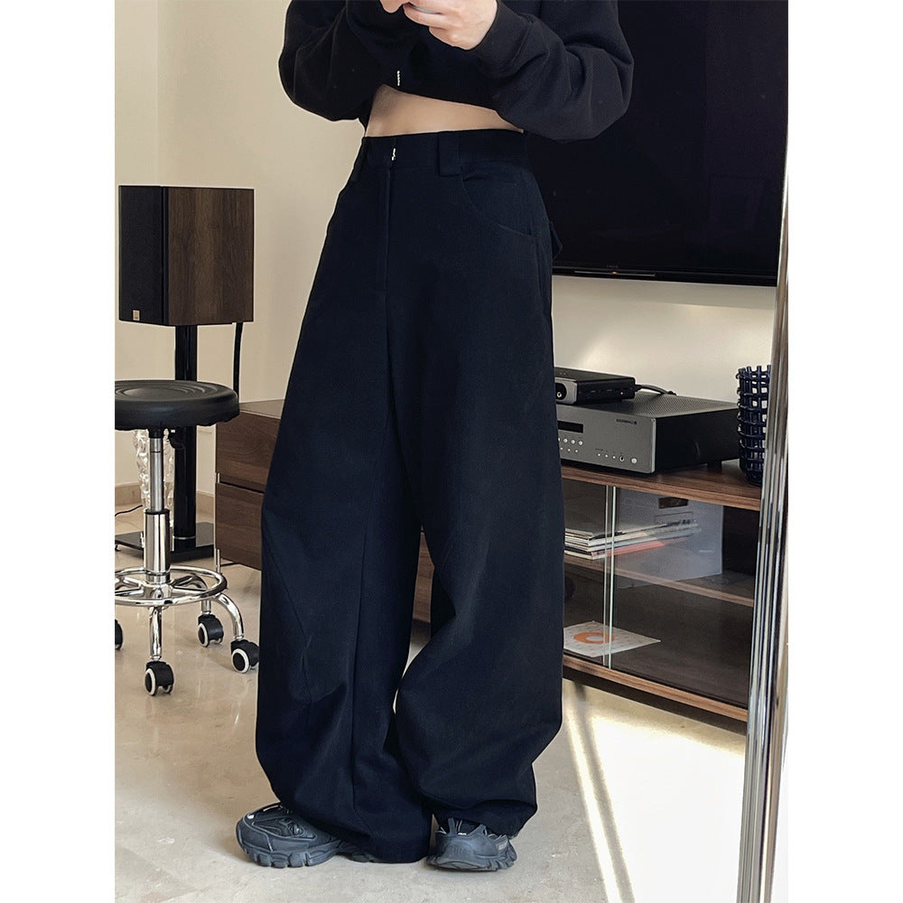 Women Wide High-Waist Cargo-Baggy Pants with Flap Pocket Chichicherry