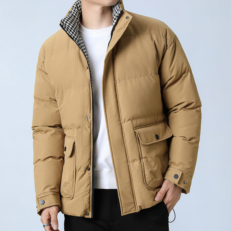 Unisex Padded Quilted Jacket with Large Flap Pockets, Stand-Up Collar, and Ripstop Structure Chichicherry
