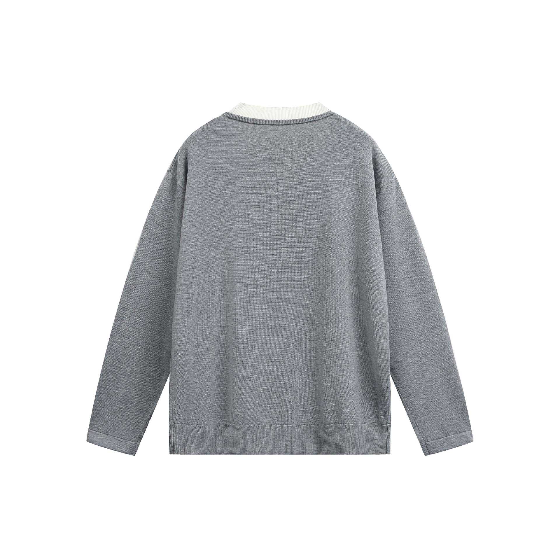 Unisex Casual Oversized Sweatshirt with Henley Placket and Ribbed Layer Collar Chichicherry