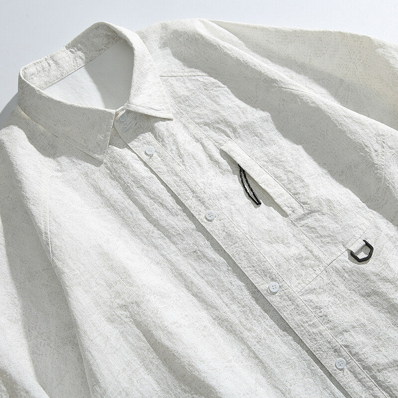 Unisex Boxy Overshirt Jacket with D-Ring and Hidden Chest Pocket Chichicherry
