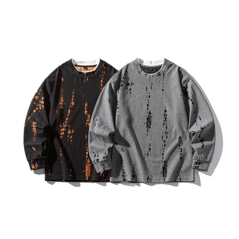 Unisex Oversize-Long Sleeve Shirt with Tie-Dye and Destroyed Effect Chichicherry