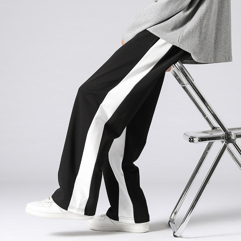 Men's Wide Trackpants with contrast side inserts, elastic waistband & drawstring Chichicherry