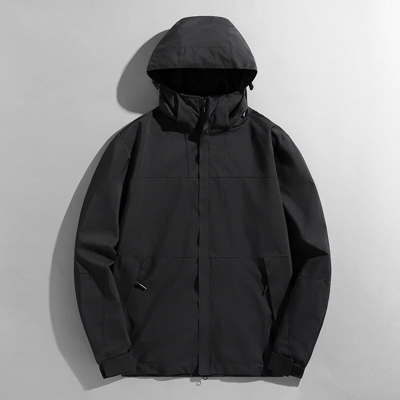 Men's lightweight two-tone softshell outdoor jacket with hood, wind and water-repellent shell and zippered pockets Chichicherry