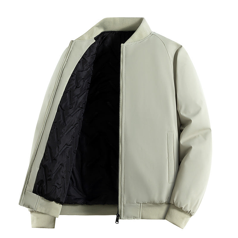 Men's Minimalist Tech Bomber Jacket with Thermally Insulated Quilted Lining and Concealed Zipper Chichicherry
