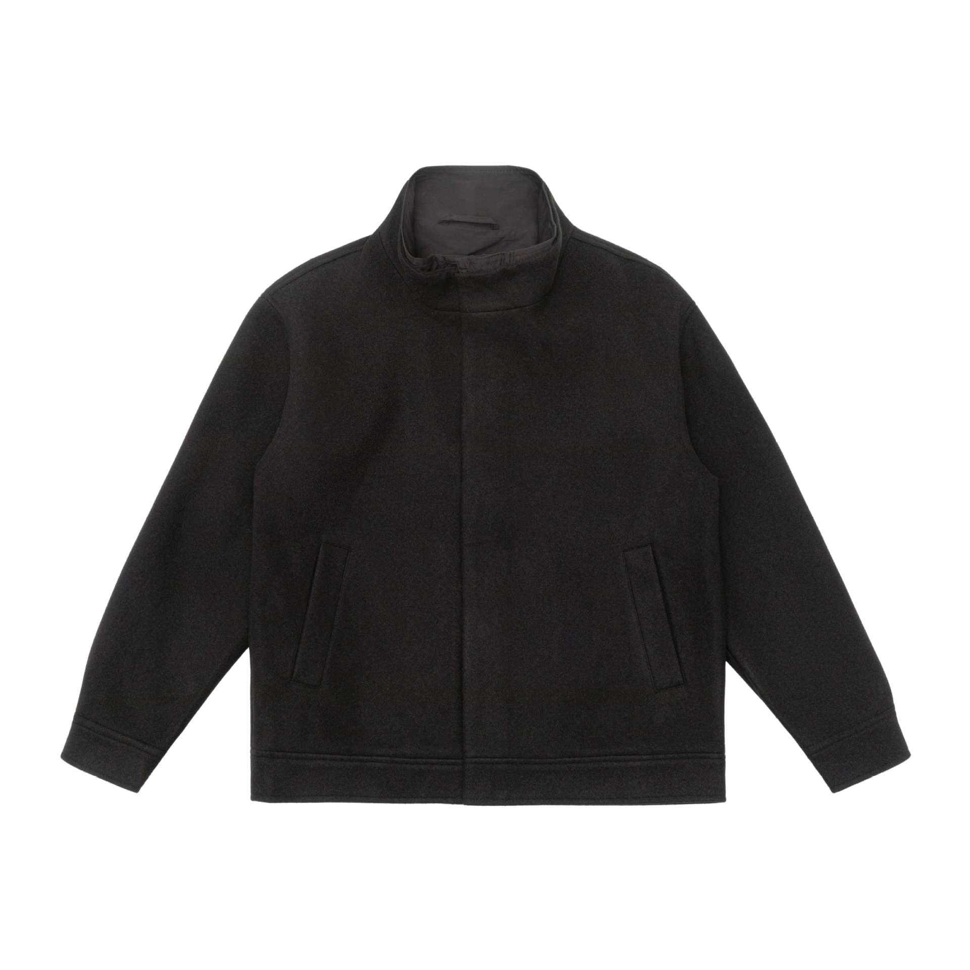 Men's short jacket made of wool blend in boxy cut with high closed funnel collar Chichicherry