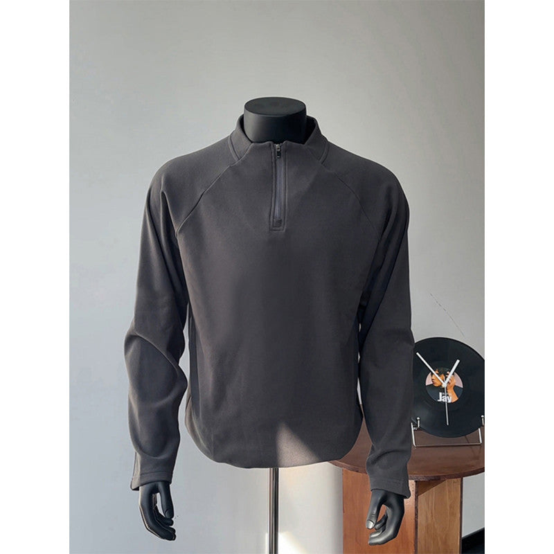 Men's Lightweight Functional Half-Zip Sweatshirt with Stand-Up Collar and Raglan Sleeves Chichicherry