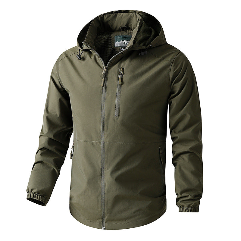 Men's Ultralight All-Weather Outdoor Jacket with Hood Breathable Mesh Lining and Zippered Pockets Chichicherry