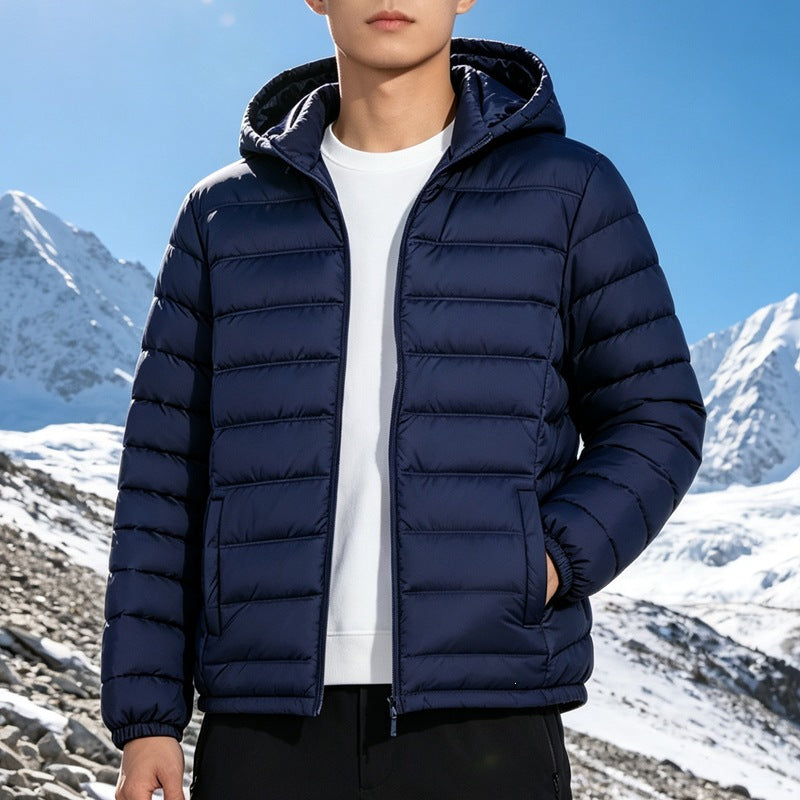 Men's padded lightweight hooded quilted jacket with thermal filling and full-length zipper Chichicherry