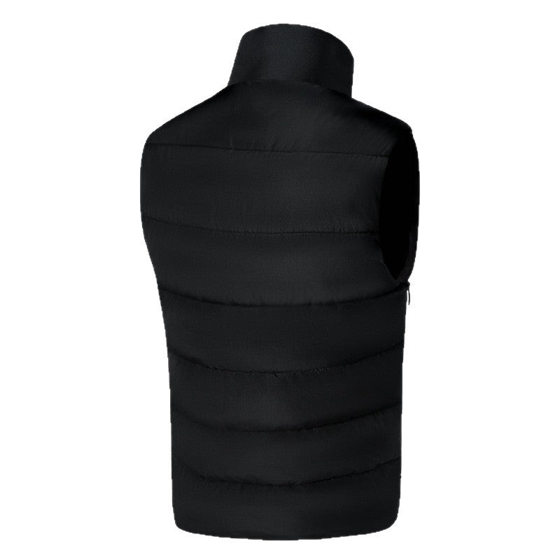 Men's Lightweight Quilted Thermal Vest with High Stand-Up Collar, Water-Resistant Outer Shell, and Two-Way Zipper Chichicherry