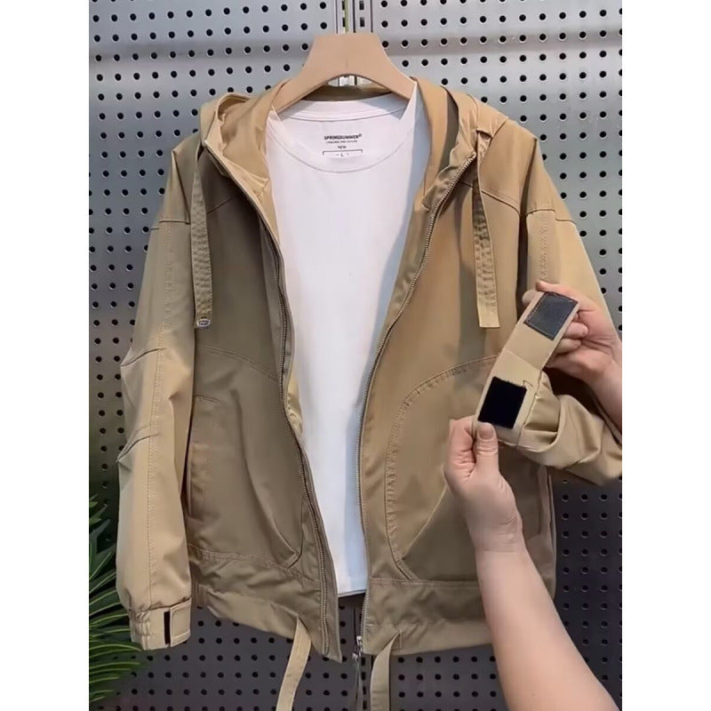 Herren Leichte Kapuzenjacke im Utility‑Stil mit Innenorganisation und Frontreißverschluss Chichicherry