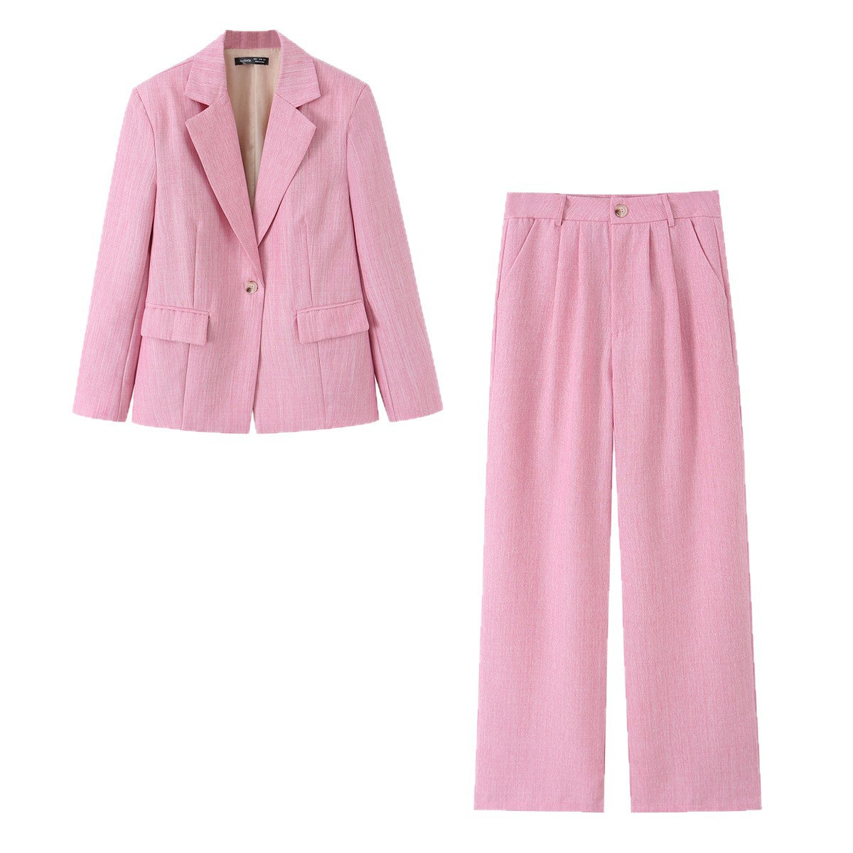 Women Two-Piece Short Blazer and High-Waisted Wide-Leg Pants Set Chichicherry