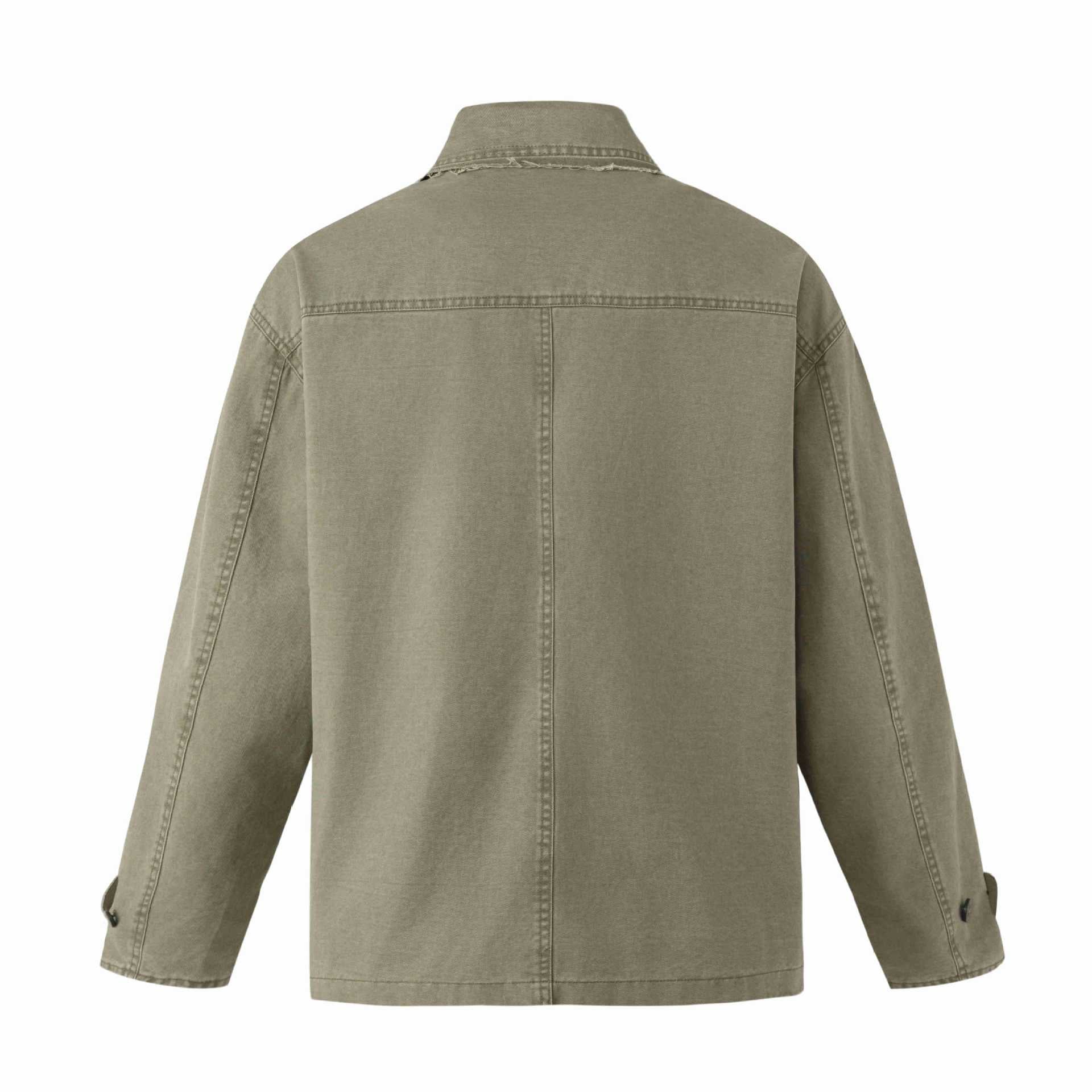 Unisex Robust Canvas Workwear Blouson with double button-free row, patch front pockets, and reinforced sleeves Chichicherry