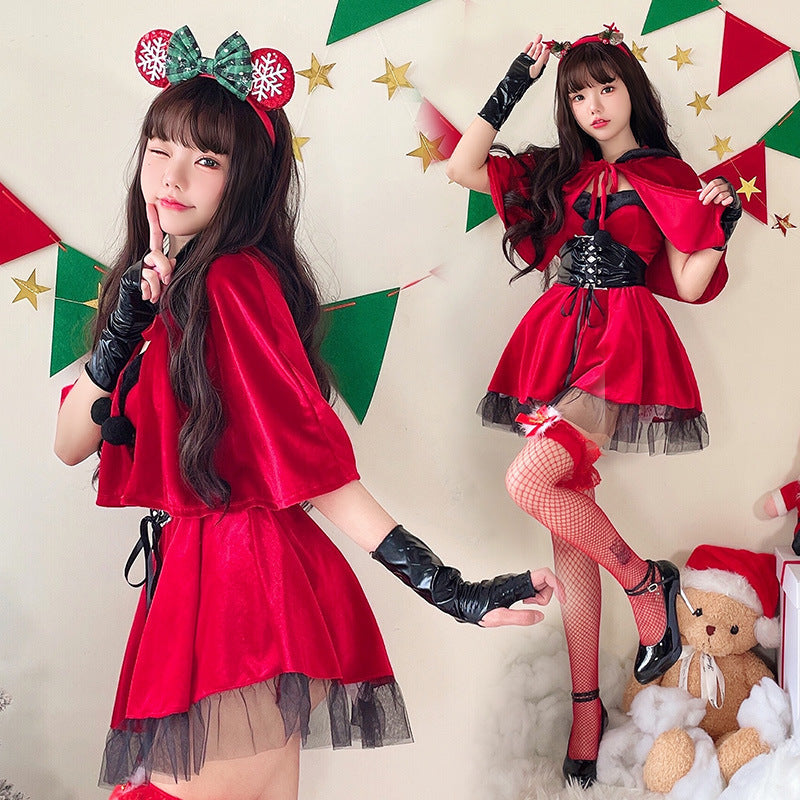 Women's Devil Costume with Hood and Ruffles Chichicherry