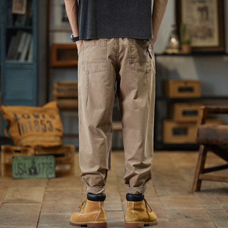 Men's cotton twill jogger pants in tapered fit with drawstring and rolled hem Chichicherry